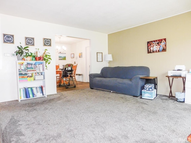 2363 N Oak Dr, Bluffton, IN 46714 - living area with a chandelier and carpet flooring