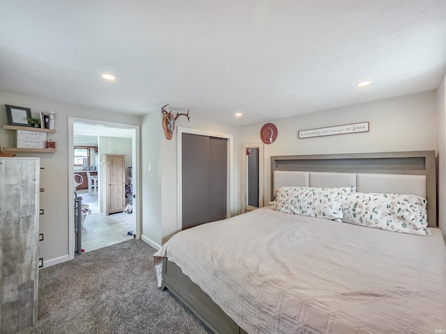 160 SW 5th St, Linton, IN 47441 - carpeted bedroom with a closet, baseboards, and recessed lighting