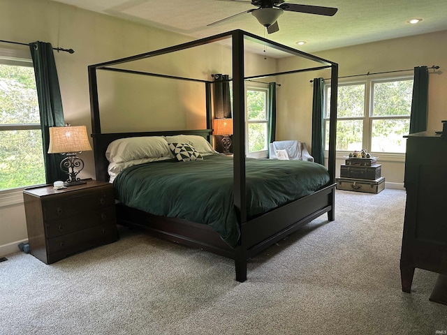 8284 S Mackenzie Ct, Bloomington, IN 47401 - carpeted bedroom featuring baseboards, recessed lighting, and a ceiling fan