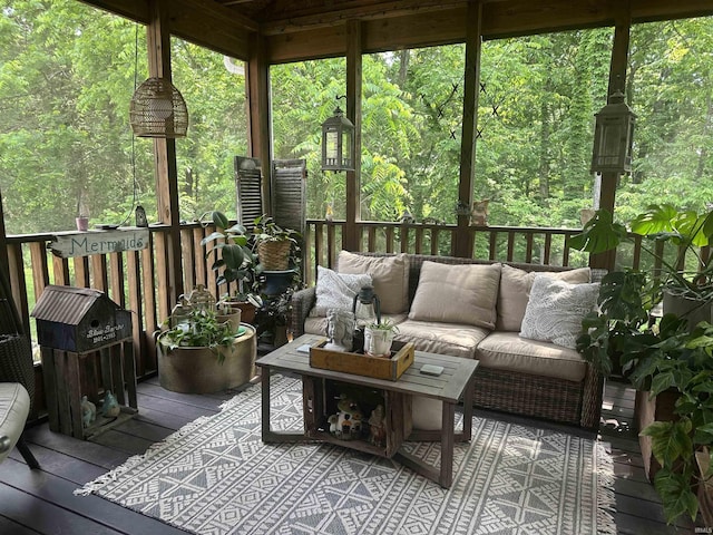 8284 S Mackenzie Ct, Bloomington, IN 47401 - sunroom with an outdoor living space and a wooded view