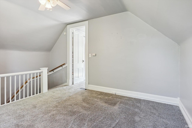 819 S 8th St, Goshen, IN 46526 - bonus room featuring vaulted ceiling, carpet floors, and a ceiling fan