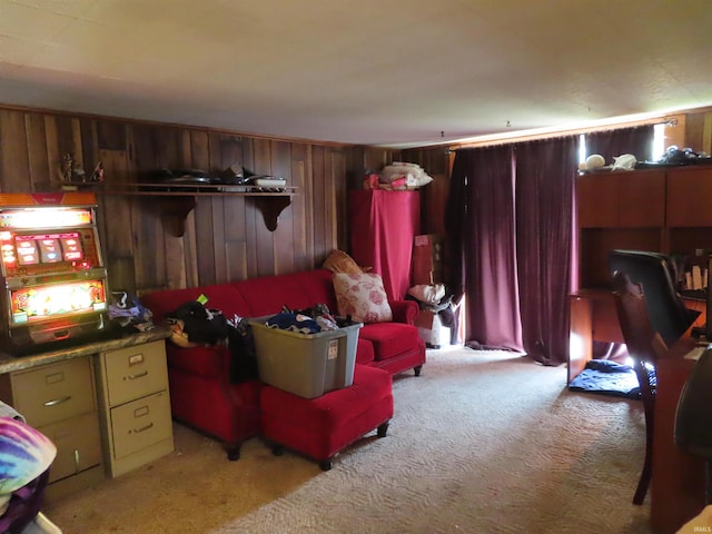 303 S Lenfesty Ave, Marion, IN 46952 - living area with light colored carpet and wooden walls