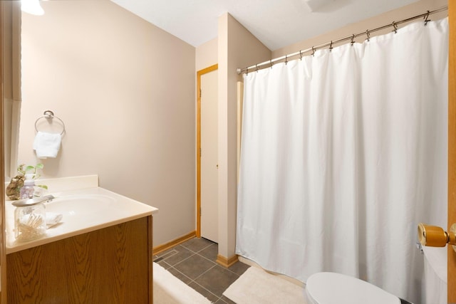 2796 N 85 W, Angola, IN 46703 - full bathroom with tile patterned floors, toilet, vanity, a shower with curtain, and baseboards