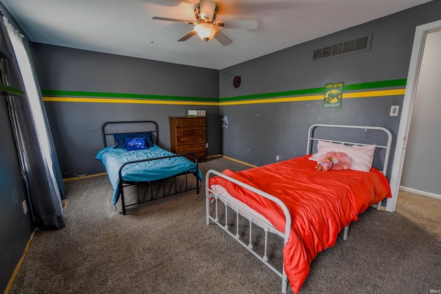 407 S Colony Dr, Garrett, IN 46738 - bedroom with carpet floors, baseboards, and ceiling fan