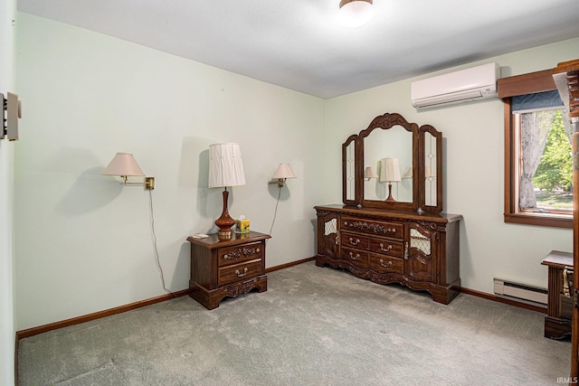 2027 Deer Trl, Warsaw, IN 46580 - carpeted bedroom featuring a wall mounted AC, a baseboard radiator, and baseboards