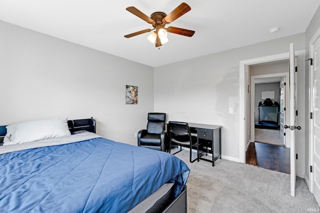 15926 Continental Dr, Huntertown, IN 46748 - carpeted bedroom with ceiling fan and baseboards