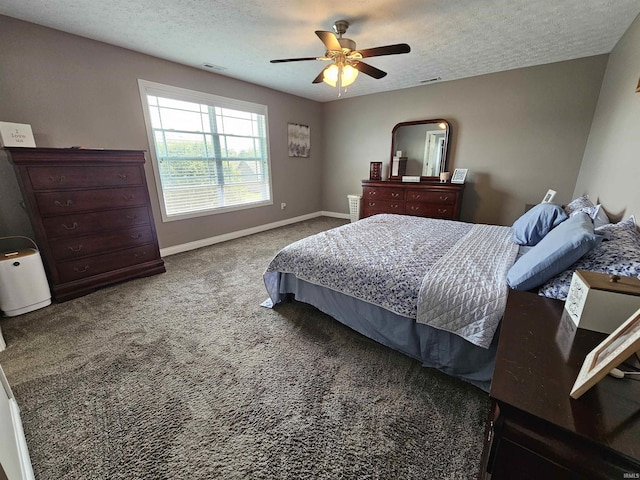 2659 Sea Biscuit Ln, Kokomo, IN 46901 - bedroom with carpet floors, baseboards, a textured ceiling, and a ceiling fan