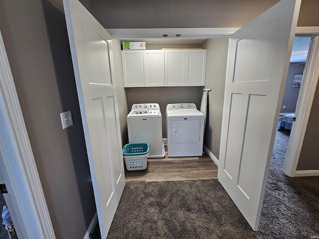2659 Sea Biscuit Ln, Kokomo, IN 46901 - washroom with washer and clothes dryer, dark colored carpet, cabinet space, and baseboards