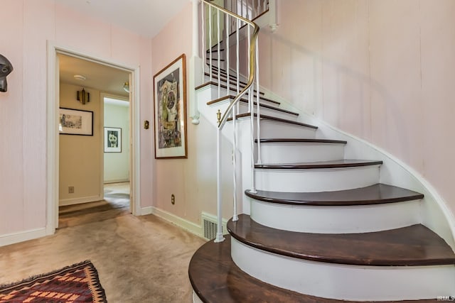 308 N Forest Ave, Muncie, IN 47304 - stairway with carpet and baseboards