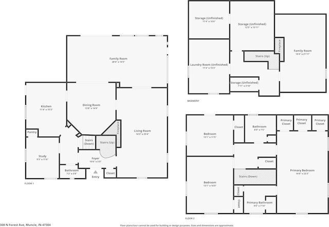 308 N Forest Ave, Muncie, IN 47304 - floor plan / room layout