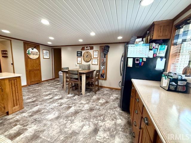 981 Keyser Ln, Richmond, IN 47374 - dining space with recessed lighting, wood ceiling, and baseboards
