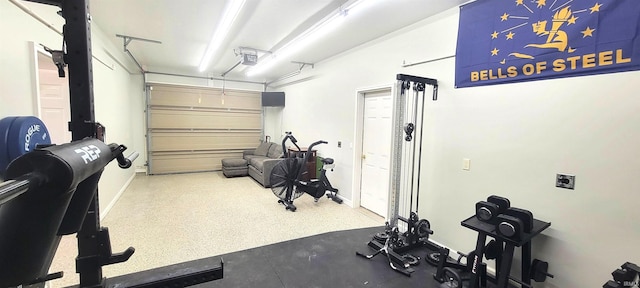 360 E 350 Rd N, Warsaw, IN 46582 - exercise room with a garage and baseboards