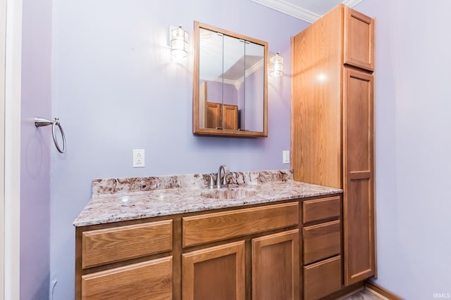 7782 S Warren Rd, Warren, IN 46792 - bathroom featuring vanity and crown molding