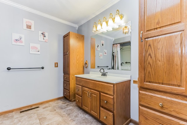 7782 S Warren Rd, Warren, IN 46792 - full bath with vanity, crown molding, and baseboards