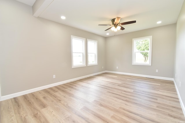 4831 N 400 W, Earl Park, IN 47942 - unfurnished room with a ceiling fan, baseboards, recessed lighting, and light wood-type flooring