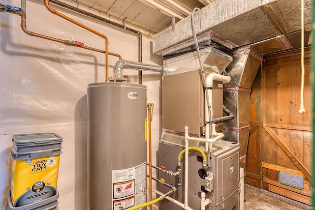 3017 E Walnut St, Evansville, IN 47714 - utility room with gas water heater and heating unit