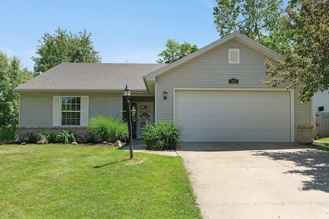 224 Spring Forest Ct, Fort Wayne, IN 46804 - single story home with a garage, a front lawn, driveway, brick siding, and a shingled roof