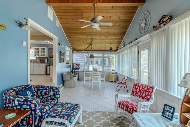 11382 N Biscayne Ln, Cromwell, IN 46732 - sunroom featuring tile patterned flooring, vaulted ceiling, and wooden ceiling