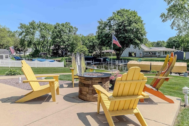 11382 N Biscayne Ln, Cromwell, IN 46732 - view of patio with an outdoor fire pit
