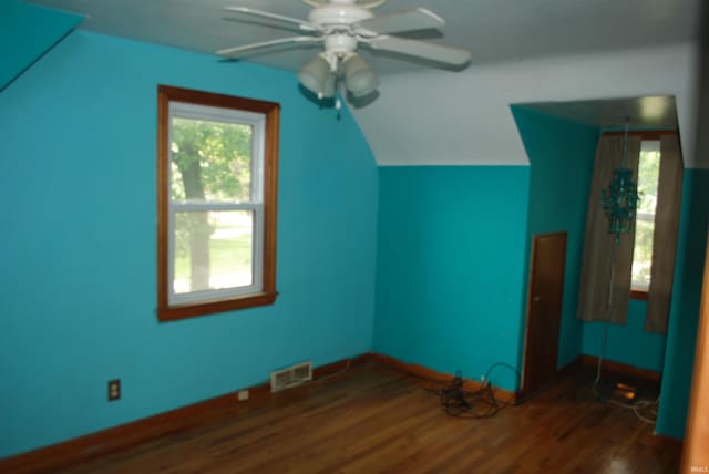 2310 Homewood Ave, Mishawaka, IN 46544 - bonus room with ceiling fan, wood finished floors, healthy amount of natural light, baseboards, and vaulted ceiling