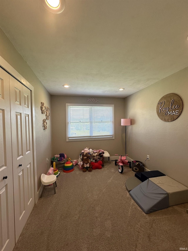 12524 W 545 N, Linton, IN 47441 - playroom with carpet flooring, baseboards, and recessed lighting