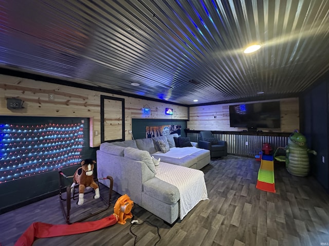 12524 W 545 N, Linton, IN 47441 - home theater room featuring wooden walls, wood finished floors, and wood ceiling