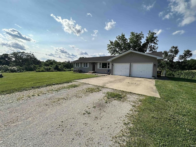 12524 W 545 N, Linton, IN 47441 - ranch-style house featuring concrete driveway, an attached garage, and a front yard