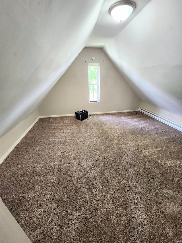 436 E Taber St, Fort Wayne, IN 46803 - additional living space featuring lofted ceiling, carpet flooring, baseboards, and a baseboard heating unit
