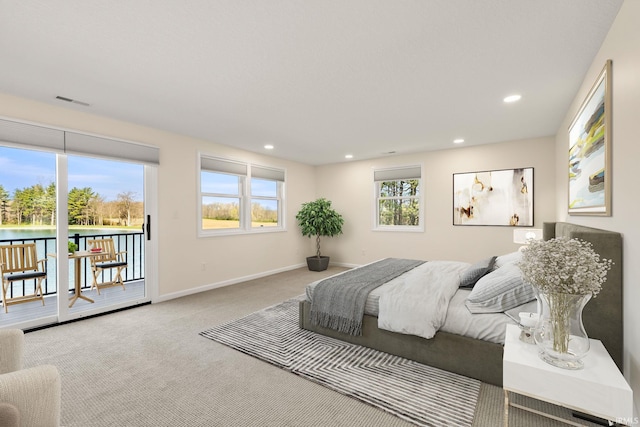 11136 N 200 W, Ossian, IN 46777 - bedroom featuring access to outside, carpet, baseboards, and recessed lighting