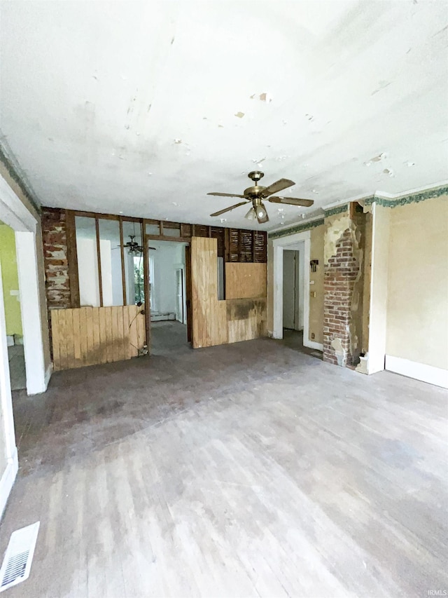 402 W Elm St, Gaston, IN 47342 - unfurnished living room featuring ceiling fan