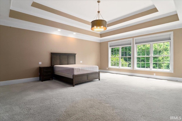 6444 Pebble Pointe Ct, Newburgh, IN 47630 - bedroom featuring a raised ceiling, ornamental molding, carpet floors, and baseboards