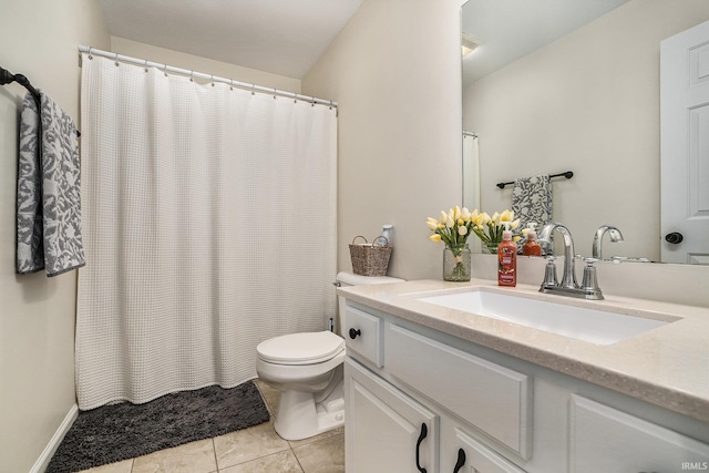 58201 Windsong Dr, Elkhart, IN 46517 - full bath with vanity, tile patterned flooring, toilet, and curtained shower