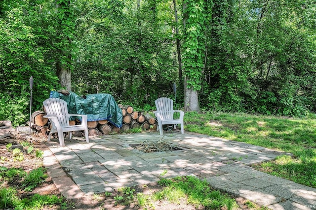 58201 Windsong Dr, Elkhart, IN 46517 - view of patio with an outdoor fire pit