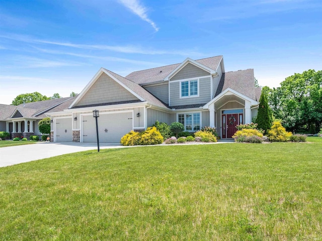 10805 Eagle River Run, Fort Wayne, IN 46845 - craftsman-style house featuring an attached garage, driveway, a front lawn, and board and batten siding