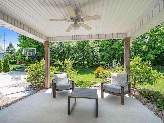 10805 Eagle River Run, Fort Wayne, IN 46845 - view of patio / terrace featuring a ceiling fan