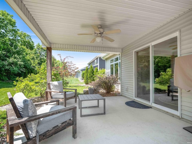 10805 Eagle River Run, Fort Wayne, IN 46845 - view of patio with a ceiling fan and an outdoor hangout area