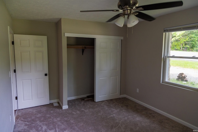 3289 S State Road 37th Rd, Paoli, IN 47454 - unfurnished bedroom with carpet flooring, a closet, baseboards, and a ceiling fan