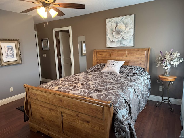 5533 N 150 Rd E, Urbana, IN 46990 - bedroom with baseboards, wood finished floors, and ceiling fan