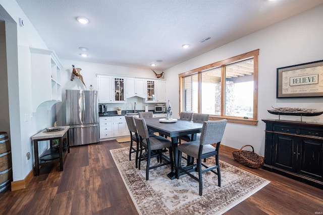 8615 W 450 S, Hudson, IN 46747 - dining area with dark wood-style flooring, recessed lighting, and a textured ceiling