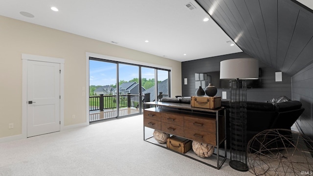 5272 Greyson Heights Dr, Auburn, IN 46706 - living area featuring light carpet, baseboards, and recessed lighting
