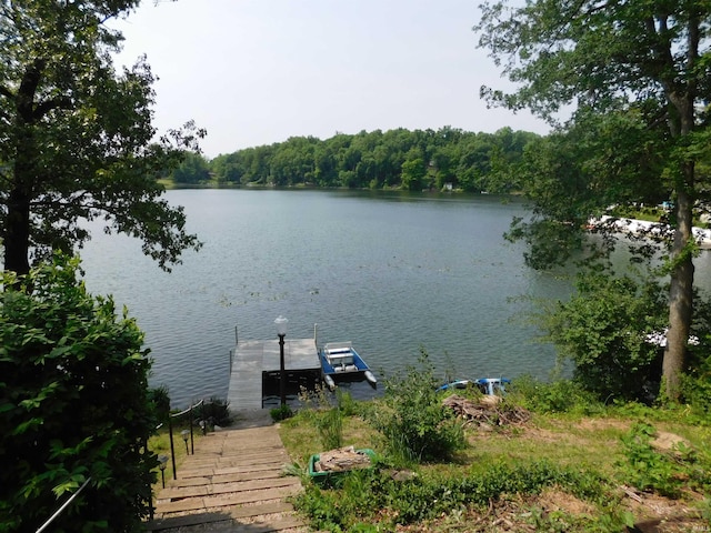 9381 E Promontory Point Dr, Syracuse, IN 46567 - dock area featuring a water view and a forest view