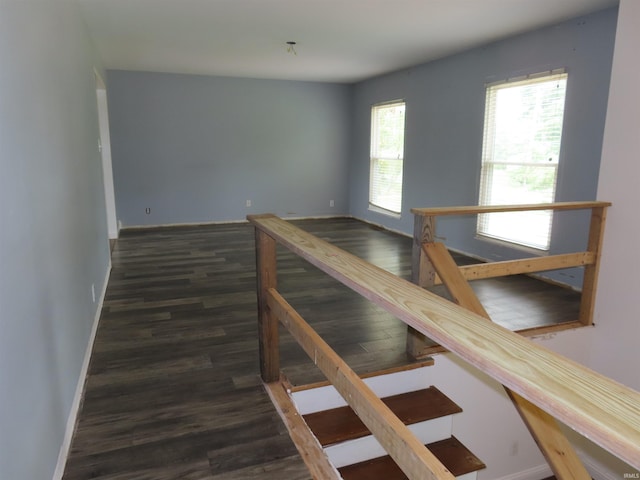 3910 Stringtown Rd, Evansville, IN 47711 - hall featuring an upstairs landing, baseboards, and wood finished floors