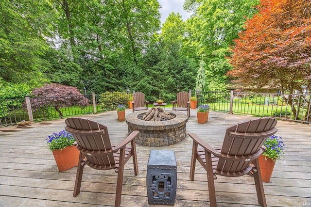 1365 W 15th St, Jasper, IN 47546 - wooden terrace with a fire pit