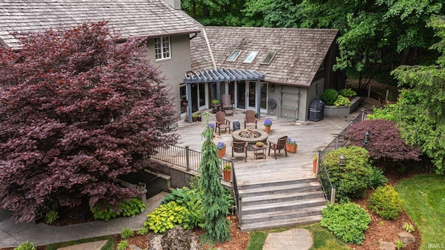 1365 W 15th St, Jasper, IN 47546 - wooden deck with a fire pit and outdoor dining space
