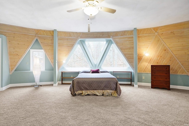 6655 Gopher Dr, Nineveh, IN 46164 - bedroom with carpet, baseboards, ceiling fan, and vaulted ceiling