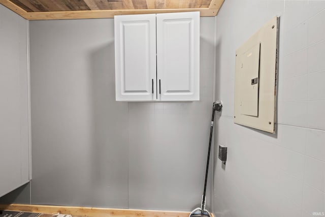 204 N W St, Attica, IN 47918 - washroom featuring electric panel and wood ceiling