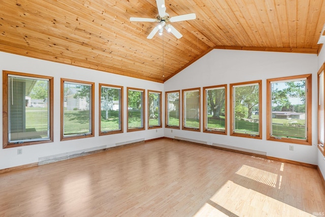 4294 E Defreese Rd, Syracuse, IN 46567 - unfurnished sunroom featuring healthy amount of natural light, vaulted ceiling, wood finished floors, wood ceiling, and baseboards