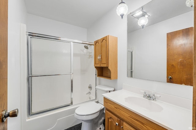 4294 E Defreese Rd, Syracuse, IN 46567 - full bath with vanity, toilet, and shower / bath combination with glass door