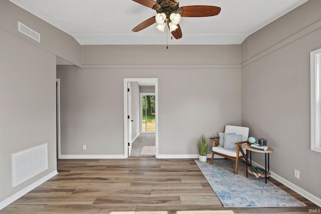 1008 Beck Ln, Lafayette, IN 47909 - living area with ceiling fan, wood finished floors, and baseboards