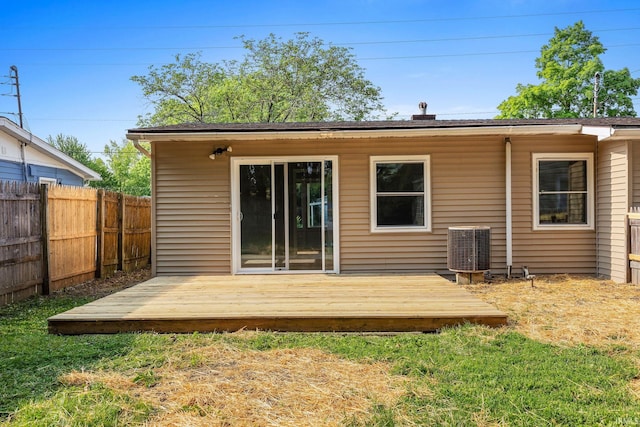1008 Beck Ln, Lafayette, IN 47909 - back of house featuring a wooden deck and central air condition unit